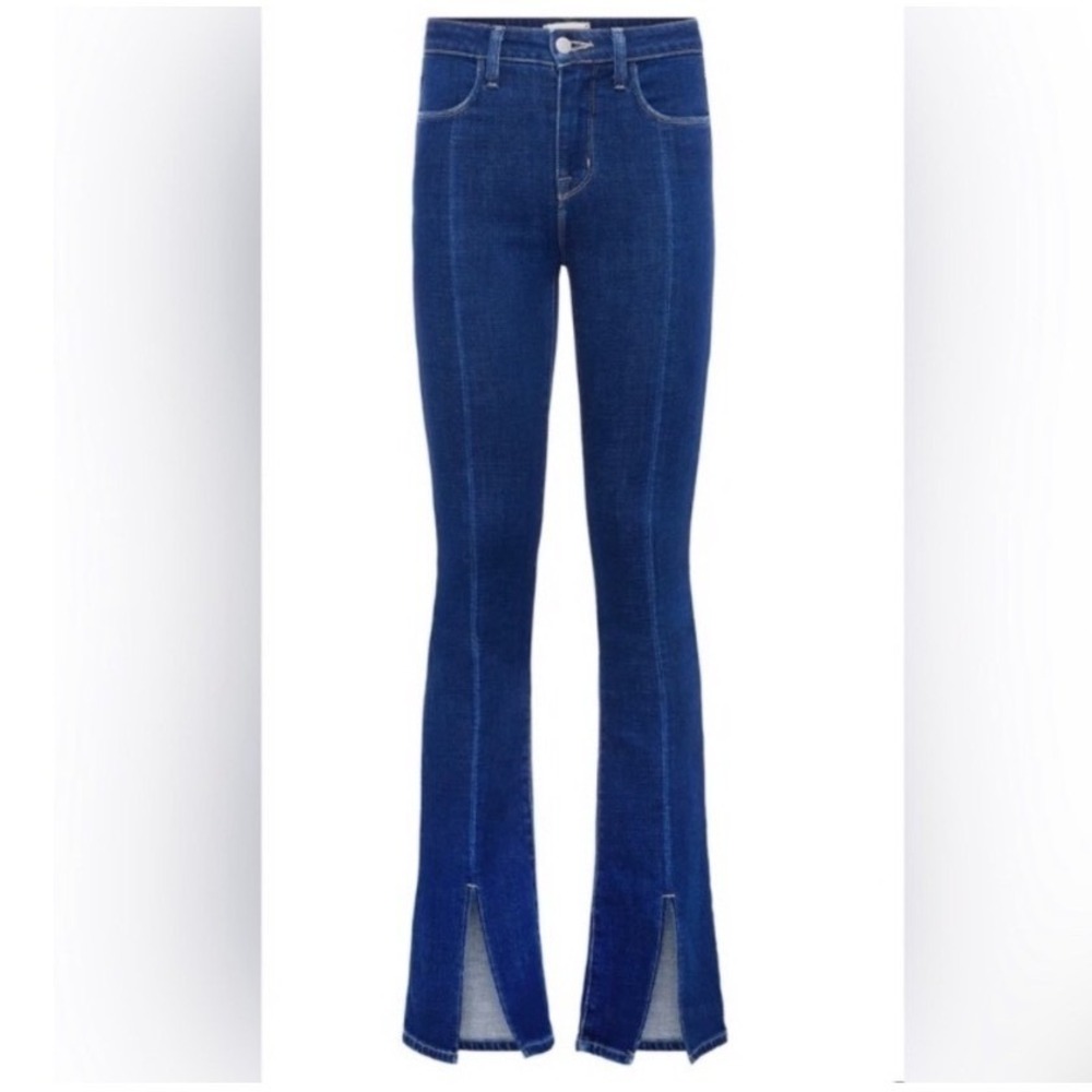 L AGENCE High Rise Beatrix Flare Bootcut Jeans Dark Wash Split Hem Size 27 - Picture 2 of 10